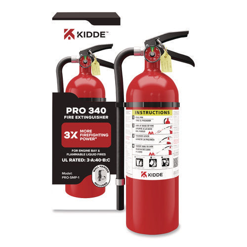Image of Kidde Pro-5MP Series Fire Extinguisher, with Bracket/Metal Strap, 3-A, 40-B:C, 5.5 lbs