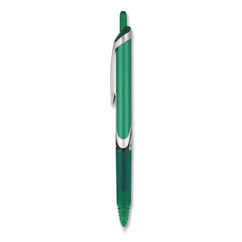 Image of Pilot® Precise V5RT Rollerball Pen, Retractable, Extra-Fine 0.5 mm, Green Ink, Green/Silver Barrel