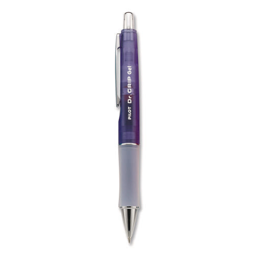 Image of Pilot® Dr. Grip Gel Pen, Retractable, Fine 0.7 mm, Black Ink, Translucent Purple Barrel