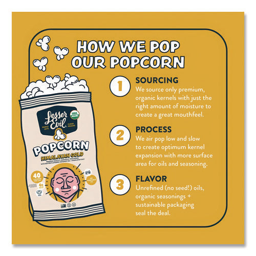Image of LesserEvil® Snack Organic Himalayan Gold Popcorn, 0.88 oz Bag, 18/Carton