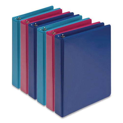 Image of Samsill® Economy Round Ring View Binders, 3 Rings, 1" Capacity, 8.5 x 5.5, Assorted, 6/Carton