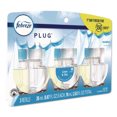 Image of Febreze® PLUG Air Freshener Refills, Linen and Sky, 0.87 oz, 3/Pack