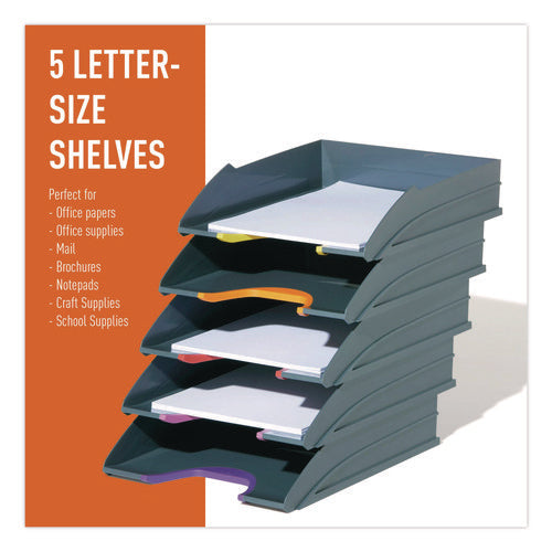 Image of Durable® VARICOLOR 5-Compartment Stackable Plastic Letter Tray Set, Letter to Folio Size Files, 10.39 x 13.23 x 2.91, Anthracite Gray