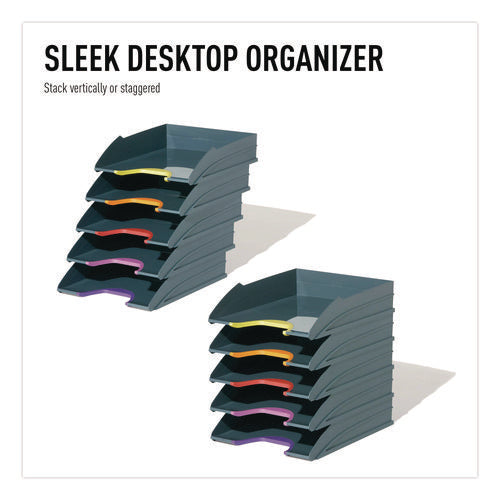 Image of Durable® VARICOLOR 5-Compartment Stackable Plastic Letter Tray Set, Letter to Folio Size Files, 10.39 x 13.23 x 2.91, Anthracite Gray