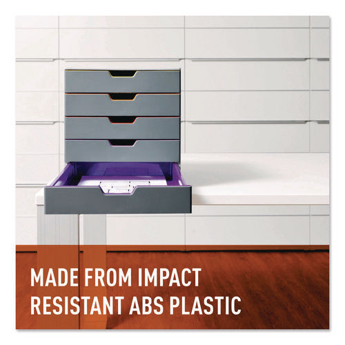Image of Durable® VARICOLOR Stackable Plastic Drawer Box, 5 Drawers, Letter to Folio Size Files, 11.5" x 14" x 11", Gray