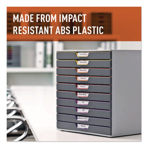 Image of Durable® VARICOLOR Stackable Plastic Drawer Box, 10 Drawers, Letter to Folio Size Files, 11" x 14" x 11.5", Gray