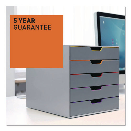 Image of Durable® VARICOLOR Stackable Plastic Drawer Box, 5 Drawers, Letter to Folio Size Files, 11.5" x 14" x 11", Gray