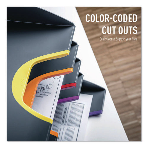 Image of Durable® VARICOLOR 5-Compartment Stackable Plastic Letter Tray Set, Letter to Folio Size Files, 10.39 x 13.23 x 2.91, Anthracite Gray