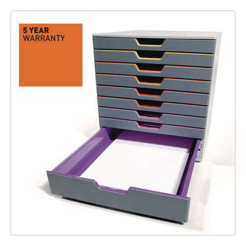 Image of Durable® VARICOLOR Stackable Plastic Drawer Box, 10 Drawers, Letter to Folio Size Files, 11" x 14" x 11.5", Gray