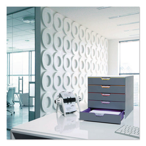 Image of Durable® VARICOLOR Stackable Plastic Drawer Box, 5 Drawers, Letter to Folio Size Files, 11.5" x 14" x 11", Gray