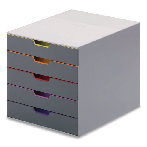 Image of Durable® VARICOLOR Stackable Plastic Drawer Box, 5 Drawers, Letter to Folio Size Files, 11.5" x 14" x 11", Gray