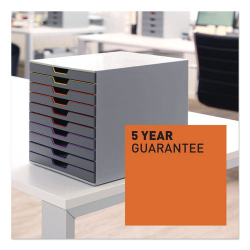 Image of Durable® VARICOLOR Stackable Plastic Drawer Box, 10 Drawers, Letter to Folio Size Files, 11" x 14" x 11.5", Gray