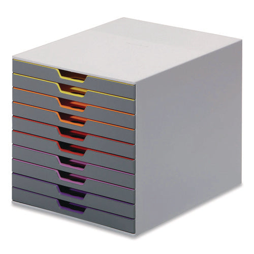 Image of Durable® VARICOLOR Stackable Plastic Drawer Box, 10 Drawers, Letter to Folio Size Files, 11" x 14" x 11.5", Gray