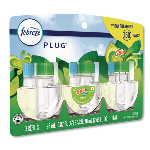 Image of Febreze® PLUG Air Freshener Refills, Gain Scent, 2.63 oz, 3/Pack, 6 Packs/Carton