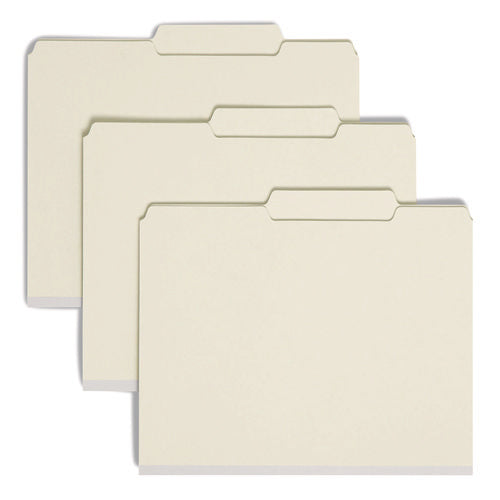 Image of Smead Recycled Pressboard Folders, Two SafeSHIELD Coated Fasteners, 2/5-Cut: R of C, 1" Expansion, Letter Size, Gray-Green, 25/Box