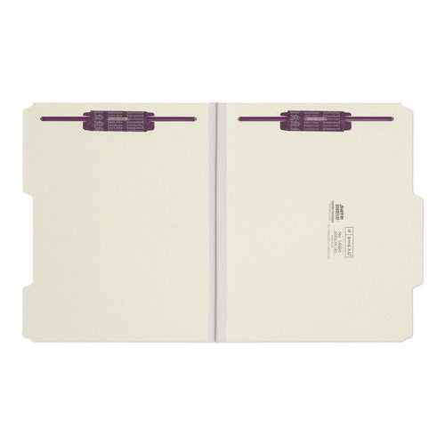 Image of Smead Recycled Pressboard Folders, Two SafeSHIELD Coated Fasteners, 2/5-Cut: R of C, 1" Expansion, Letter Size, Gray-Green, 25/Box