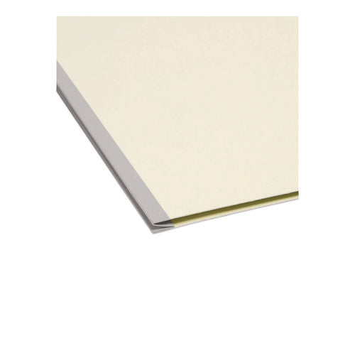 Image of Smead Recycled Pressboard Folders, Two SafeSHIELD Coated Fasteners, 2/5-Cut: R of C, 1" Expansion, Letter Size, Gray-Green, 25/Box