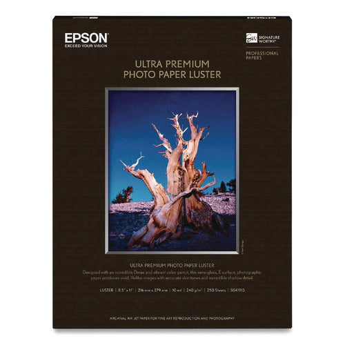 Image of Epson® Ultra Premium Photo Paper, 10 Mil, 8.5 X 11, Luster White, 50/pack