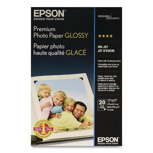 Image of Epson® Premium Photo Paper, 10.4 Mil, 11 X 17, High-Gloss White, 20/pack