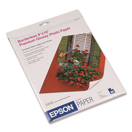 Image of Epson® Premium Photo Paper, 10.4 Mil, 8 X 10, High-Gloss Bright White, 20/pack