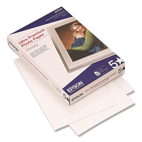 Image of Epson® Ultra Premium Glossy Photo Paper, 11.8 Mil, 4 X 6, Glossy Bright White, 60/pack