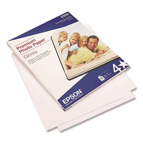 Image of Epson® Premium Photo Paper, 10.4 Mil, 8.5 X 11, High-Gloss Bright White, 25/pack