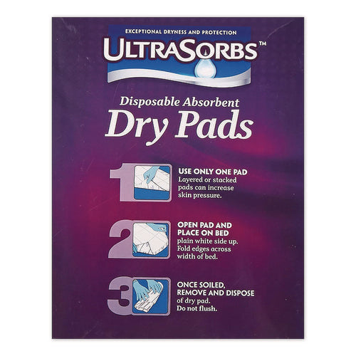 Image of Medline Ultrasorbs Disposable Dry Pads, 23" X 35", White, 7/box, 6/carton