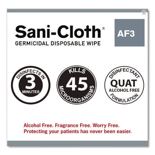Image of Sani Professional® Sani-Cloth AF3 Germicidal Disposable Wipes, Extra-Large, 1-Ply, 7.5" x 15", Unscented, White, 75/Pack