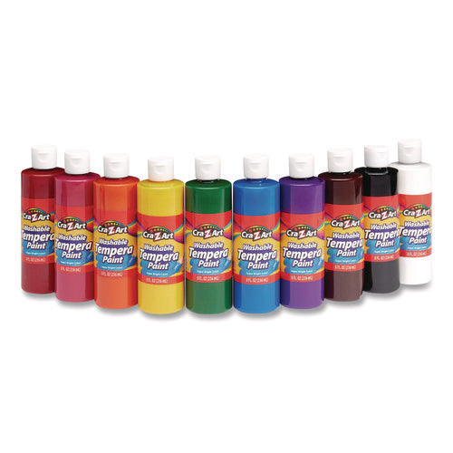 Image of Cra-Z-Art® Washable Tempera Paint, 10 Assorted Colors, 8 oz Bottle, 10/Pack