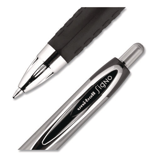 Image of uniball® Signo 207 Gel Pen, Retractable, Medium 0.7 mm, Black Ink, Smoke/Black Barrel, 4/Pack