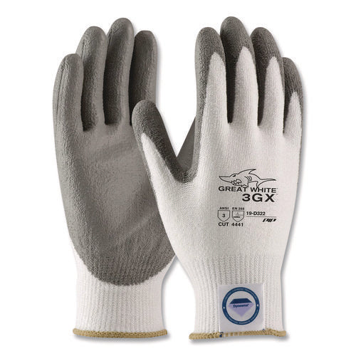 Image of PIP Great White 3gx Seamless Knit Dyneema Diamond Blended Gloves, Large, White/gray