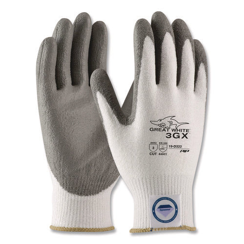 Image of PIP Great White 3gx Seamless Knit Dyneema Diamond Blended Gloves, Small, White/gray
