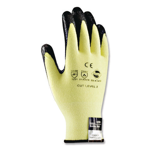 Image of G-Tek® Kev Seamless Knit Kevlar Gloves, Large, Yellow/black, 12 Pairs