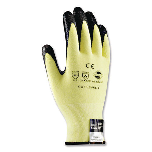 Image of G-Tek® Kev Seamless Knit Kevlar Gloves, Medium, Yellow/black, 12 Pairs