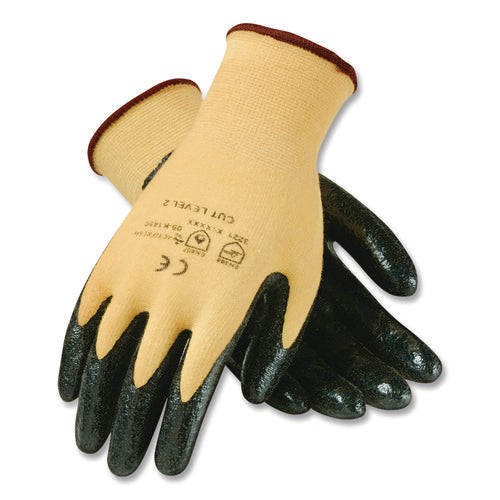 Image of G-Tek® Kev Seamless Knit Kevlar Gloves, Medium, Yellow/black, 12 Pairs