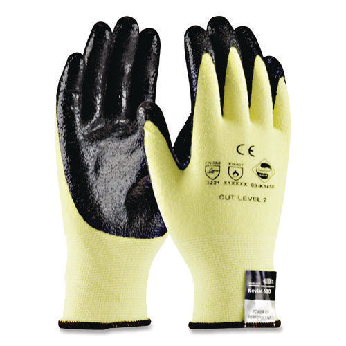 Image of G-Tek® Kev Seamless Knit Kevlar Gloves, X-Large, Yellow/black, 12 Pairs