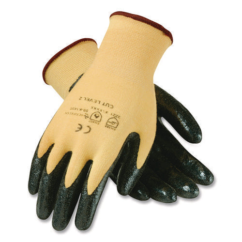 Image of G-Tek® Kev Seamless Knit Kevlar Gloves, X-Large, Yellow/black, 12 Pairs