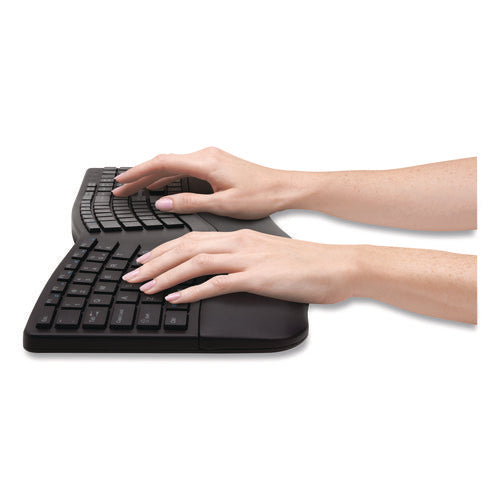 Image of Kensington® Pro Fit Ergo Wireless Keyboard and Mouse, 2.4 GHz Frequency, 30 ft Wireless Range, Black