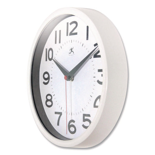 Image of Infinity Instruments Metro Wall Clock, 9" Diameter, White Case, 1 Aa (sold Separately)