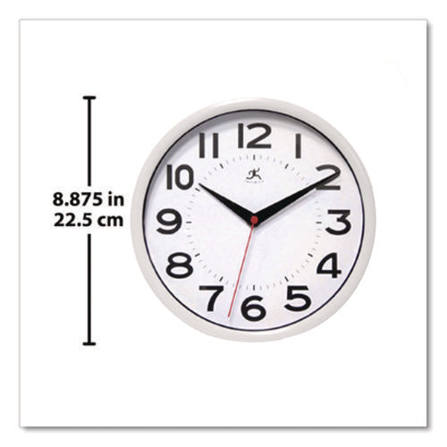 Image of Infinity Instruments Metro Wall Clock, 9" Diameter, White Case, 1 Aa (sold Separately)