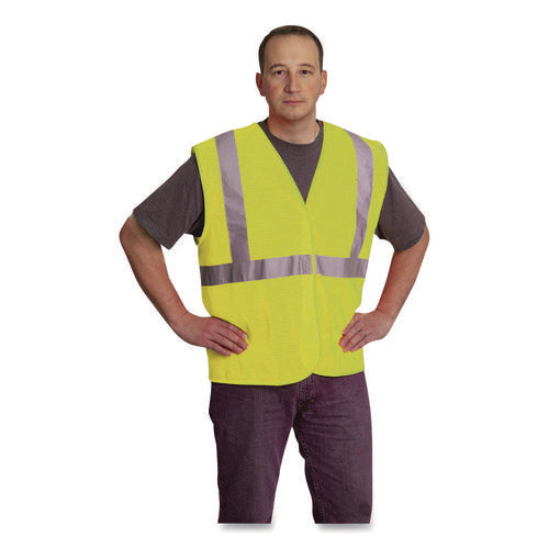Image of PIP ANSI Class 2 Hook and Loop Safety Vest, 2X-Large, Hi-Viz Lime Yellow