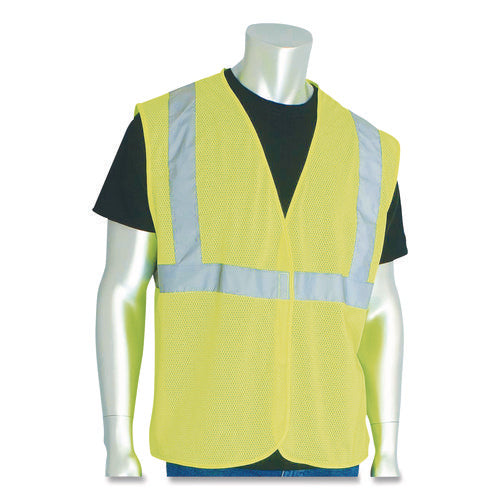 Image of PIP ANSI Class 2 Hook and Loop Safety Vest, 2X-Large, Hi-Viz Lime Yellow