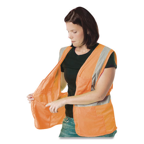 Image of PIP ANSI Class 2 Hook and Loop Safety Vest, Large, Hi-Viz Orange