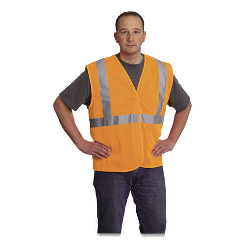 Image of PIP ANSI Class 2 Hook and Loop Safety Vest, X-Large, Hi-Viz Orange