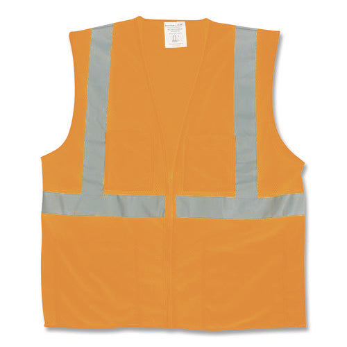 Image of PIP ANSI Class 2 Two-Pocket Zipper Mesh Safety Vest, Polyester Mesh, 2X-Large, Orange