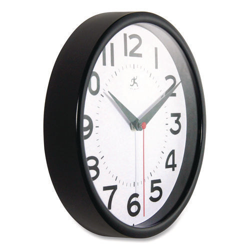 Image of Infinity Instruments Metro Wall Clock, 9" Diameter, Black Case, 1 Aa (sold Separately)