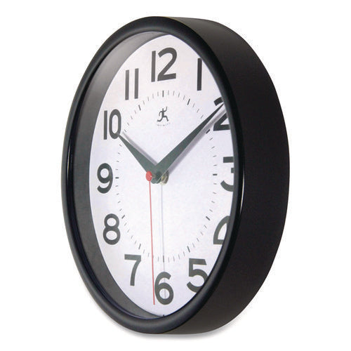 Image of Infinity Instruments Metro Wall Clock, 9" Diameter, Black Case, 1 Aa (sold Separately)