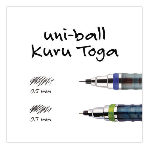 Image of uniball® KuruToga Mechanical Pencil with Tube of Diamond Lead, 0.7 mm, HB (#2), Black Lead, Black/Green Barrel
