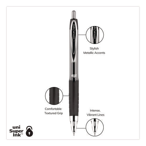 Image of uniball® Signo 207 Gel Pen Value Pack, Retractable, Medium 0.7 mm, Black Ink, Smoke/Black Barrel, 36/Box