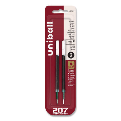 Image of uniball® 207 Impact RT Gel Retractable Pen Refills, Bold 1 mm Conical Tip, Black Ink, 2/Pack